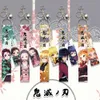 Demon Slayer Cute Keychain for Bags Anime Trinkets Cartoon Accessories Phone Charm Work Id Card Lanyard Women Jewelry Men Gift G1019