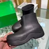 2023 Mode Frauen Designer Kurzregenstiefel Leichte wasserdichte Freizeitschuhe echte Ledergummi übergroße Sohle Süßigkeit Farben Hochqualit