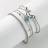 5PCS / Set Bohemian Pärlor Moon Circle Layered Armband Set för Kvinnor Handgjorda Kedjor Rope Justerbar Bangle Set Anklet 2020 Ny Q0719