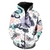 Sweats à capuche pour hommes Sweatshirts pour hommes Zipper Cartoon Butterfly Print Streetwear Hommes Femmes Mode Sweat à capuche Harajuku Tops Survêtements Unisexe