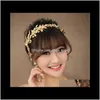 Headbands Pearl Crystal Gold Plated Leaves Vine Wedding Headband Aessories Bridal Headwear Hair Jewelry Rhinestone Head Ps2983 Drop Delivery