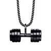 Moda Hip Hop Ginásio Esporte Dumbbell Pingente Colar De Aço Inoxidável Cadeia Colares Homens Jóias