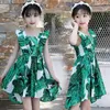 Ins Girls Leeves Printed Dresses Summer Children Falbala Flyeve Trumpet Dress KidsPrincess ClothingA67383452292