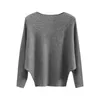 Camisolas femininas Pullovers Moda de um pescoço Bat Sleeve Long Knit Sweater de malha Pullover Fall Winter Wined Sweater *
