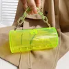 Barn handväska kvinnor handväskor cylinderlåda små väskor kvinnlig sommar akryl transparent kedja slung gelé väska