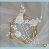 Jewelryslbridal 수제 수제 세람 꽃 담수 진주 신부 핀 웨딩 스티커 여성 신부 들러리 보석류 머리 에이토리 드롭 배달 20