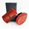MOQ 100 sets oem personalizam logotipo vermelho cabelo facial cabelo / barba pente escova ferramenta de grooming conjunto com caixa personalizada para homem de barba de homem