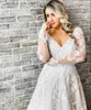 Princess Wedding Dress 2021 Long Sleeve Lace Applicques V-Neck Charming Robe de Mariee For Women Brides Lady Elegant 328 328