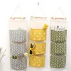 Storage Bags Hanging Bag 3 Pockets Wall Mounted Sundries Wardrobe Organizer Cotton Linen Toy