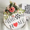 Decorative Objects & Figurines Wooden Welcome Sign Rustic Handmade Wreath Hanging Ornament For Home Farmhouse Garden Decoration Stock Decor