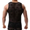 Chemise homme débardeur vêtements de sport musculation maille voir à travers fitness respirant ropa intérieur singlet erkek giyim