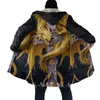 Miscele di lana maschile Blocco del drago nativo Animale Drago Viola Dark All Over 3D Stampato Colto con cappuccio caldo stampato per uomo Fleece antivento Unisex Casual-22