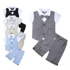 夏の綿の赤ちゃんの男の子の服セットフォーマルな幼児男の子の誕生日パーティー服スーツ紳士トップ+ショートパンツ子供の衣装