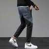 Moda Streetwear hombres Jeans alta calidad empalmado diseñador elástico Slim Fit Patchwork Denim Pantalones estilo coreano Hip Hop pantalones