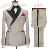 2021 Custom Made Black Groom Tuxedo Packed Lapel Double Breasted Men Suit Bal Wedding Party Mens Garnitury Kostium (Kurtka + Spodnie)