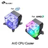 Fläktar Kylningar Bykski Aio CPU-block + Pump + Reservoir Combo för AMD RYZEN 3600 AM3 AM4 / Intel1151 1150 X99 2011 PWM Pump Vattenkylare Aura Snyc