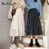 Pailletten bloemen lente zomer geplooid zwart streetwear chic vrouw rokken solid hoge taille vintage koreaanse faldas mujer 210506