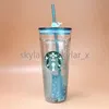 2021 Edição Limitada Starbucks Canecas Grande Capacidade De Vidro Acompanhando Copo com palha