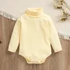 kids Rompers girls boys Solid color romper infant toddler High collar Pit stripe Jumpsuits Autumn Winter fashion Boutique baby clothes