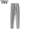 Women Chic Fashion Office Wear With Belt Pants Vintage High Waist Pockets Female Ankle Trousers Pantalones Mujer 210507