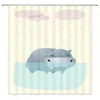 Shower Curtains Cartoon Hippo Curtain Wild Animal Pattern Kids Bathroom Decor Waterproof Polyester Cloth Bath With Hooks