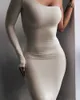 2021 Spot Foreign Trade Women's New One-Sided Sleeve Tight Dress Y1006