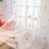 Nordic Triângulo Tule Cortinas Para Quarto Infantil Crianças Janela Drapes Sheer Modern Geometric Bordado Sala de estar Cortina