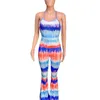 Jumpsuit Vrouwen Spaghetti Slanke Tie Dye Streetwear Bodysuit Backless Sexy Plus Size Jumpsuits Voor Ropa De Mujer 210520