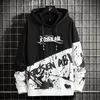 Heren Hoodies Sweatshirts Men 2021 Patchwork High Street Print Hoodie Mens Hip Hop Haped Sweatshirt Streetwear Fashion Tops For Young