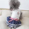 Kläder Denim Multi-Layer Kjol Summer Puppy Dress Yorkshire Kjol Schnauzer Pomeranian Teddy Bichon Poodle Pet Dog Clothes