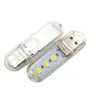 Mini luce notturna a LED portatile Attrezzatura da campeggio USB Power 3 LED Light 25630 Chip Lampada LED Portachiavi USB Luce bianca calda 799 Z2