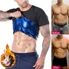 Herrens värmefångstskjorta Sweat Body Shaper Vest Waist Slimmer Sauna Effect Passar Shapewear Compression Top Gym T-shirt Ärmar