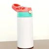 Tazze Sippy dritte Bicchieri a sublimazione Tazze per bambini Bottiglie d'acqua in acciaio inossidabile Doppio isolamento sottovuoto Latte da bere portatile 12 once YL603