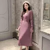 JXMYY automne produit français campanule conception sens niche lumière style mature lumière luxe dames robe tricotée 210412