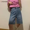 Denim shorts kvinnor hög midja sommar kvinnokläder hajuku smart casual grundläggande mode jeans koreanska stil 210714