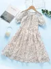 Girls Ditsy Floral Print Knot Front Dress SHE