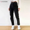 Pantalones para mujer Mamá Jeans Mujer Sin definir Baggy de gran tamaño Pantalones de mezclilla de gran tamaño de moda Pantalones rectos de cintura alta 211112