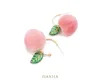 2021 Summer Korean Acrylic Trendy Pink Peach Dangle Earrings For Women Girls Cute Sweet Jewelry Gift Fashion Fruit