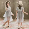 Girls Dresses 2021 Summer Girl Solid Dress for Party Wedding Kids Dressing Gown Children Teen Costume Clothes 6 8 10 12 14 Years Q0716