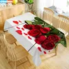 Nice Flowers Red Rose Table Cloth Holiday Party Waterproof Oxford Fabric Rectangular Tablecloth Home 210626