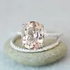 خواتم الزفاف حجم ضخم 6-10 مجوهرات 2 حلقة هدايا Morganite مجموعة PC باند المشاركة