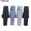 vintage Ripped Skinny Pencil Jeans Woman Plus Size High Waist push up Mom Stretch jeans Ladies Denim Pants Trousers Women jeans 210412