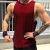 Heren bodybuilding tank tops gym workout fitness katoen mouwloze shirt lopende kleding stringer singlet mannelijke zomer casual vest 210421