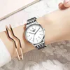 Montre Femme Ligeの高級女性は、女性のためのファッションのフルスチールブレスレットの女性腕時計のためのウォッチのためのウォッチのためのシルバーリレーマージャーガールギフト210517