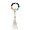 Colorful Silicones Beaded Bracelet Wrist Bangle Keychain For Women Girls Bag Silicone keychain Jewelry Accessories