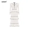 Casual Dresses SONDR 2021 Summer Lace Patchwork Flounces Flared Sleeves Long Dress Women