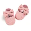 Wiosna i jesień Bowknot Knitting Toddler Buty 0-18M Baby Girls Solid Color Oddychająca Księżniczka Niemowlak Miękki Outing 211022