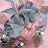 Survêtements pour femmes 2021 Summer Femmes 2 pièces Ensembles Broderie 3D Fleur T-shirt + Denim Shorts Vintage Perles