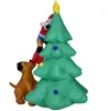 Sapin de Noël gonflable lumineux à LED avec drôle de père Noël chien étoile fête vacances exploser intérieur extérieur rougeoyant décor de Noël pelouse cour jardin atmosphère accessoires