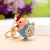 Keychains Cock Luxury 4 Colors Rooster Chicken Crystal Trinket Key Ring Chains Holder Metal Animal KeyringsKeychains52697782236